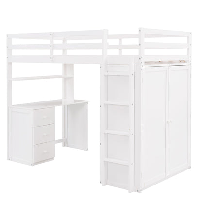 Loft Bed With Drawers, Desk, And Wardrobe