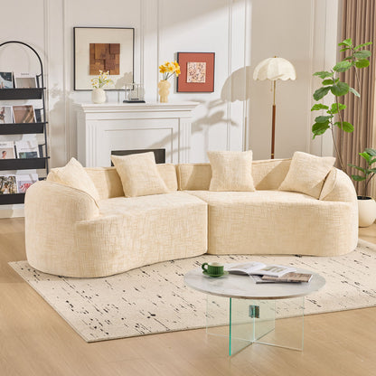 Curved Compressed Sofa, Nordic-Style Design For Living Room