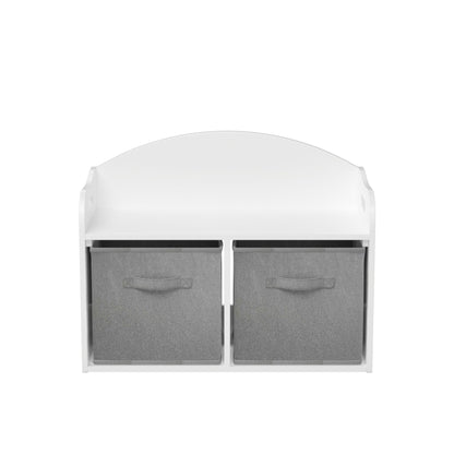 Toy Box Bench With Collapsible Drawers, Storage Cabinet Organizer - White