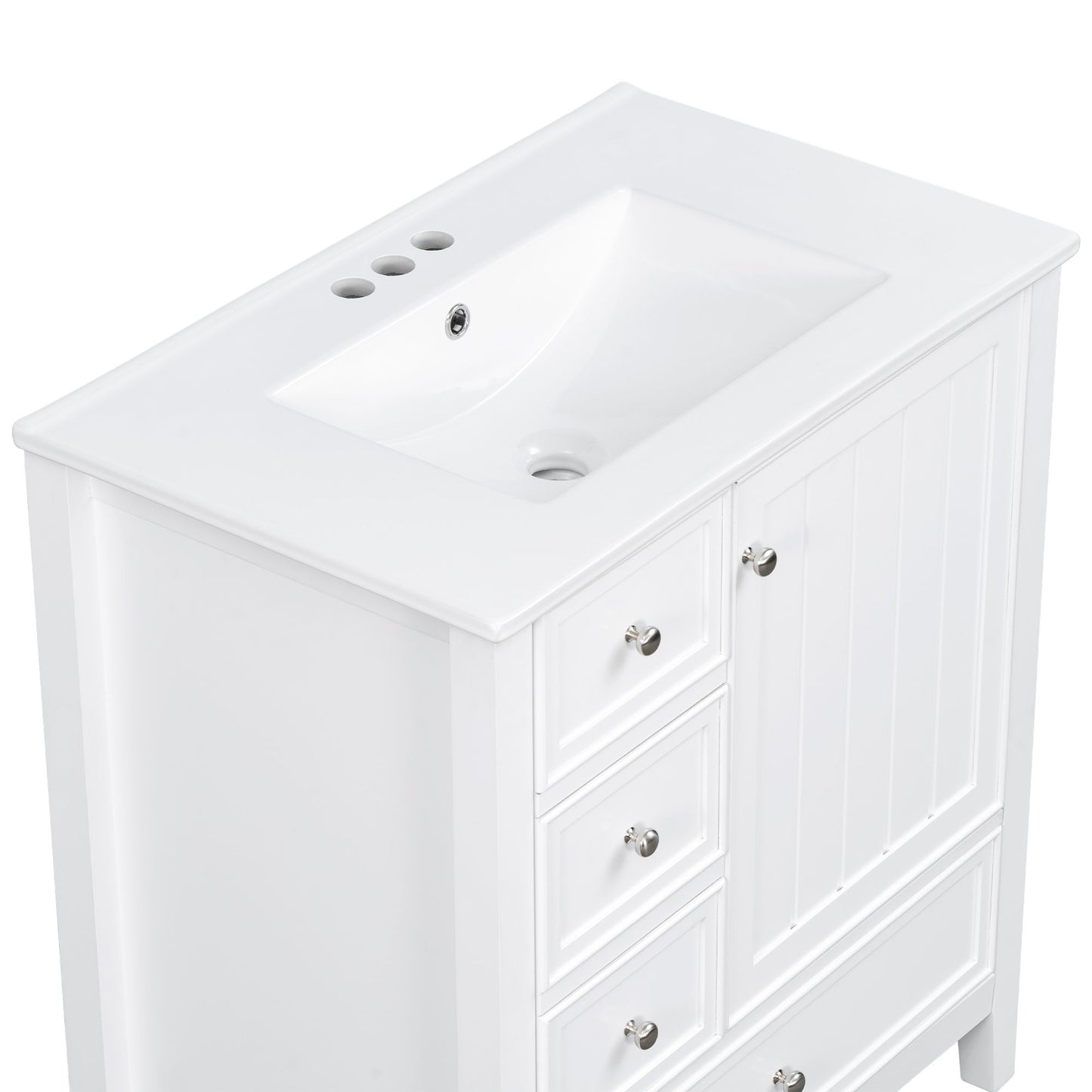 Modern Bathroom Vanity With Sink, 1 Cabinet & 3 Drawers