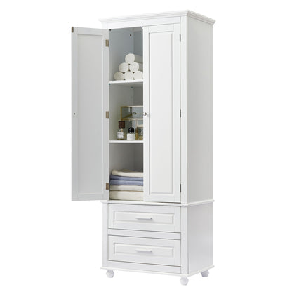 Tall Storage Cabinet With 2 Drawers For Bathroom