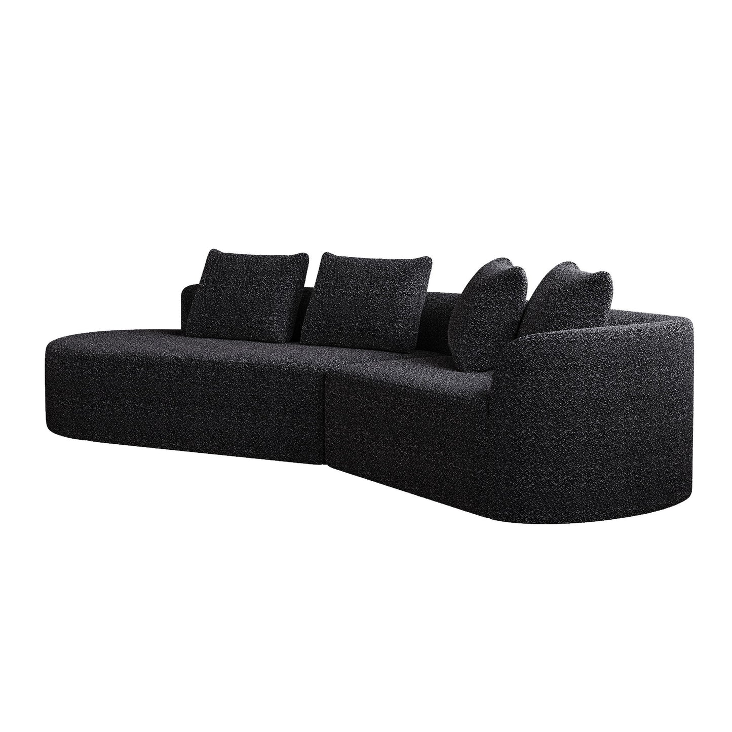 Upholstered Oversized Sectional Sofa, 4 Seater Extra Deep & Wide Seat Curved Cloud Couch With 4 Throw Pillows, Free Combination Living Room - Black