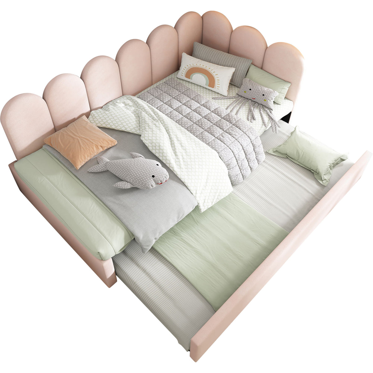Upholstered Daybed With Metal Slatted Base