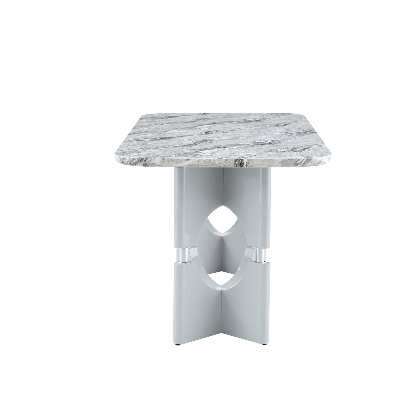 Modern Dining Table With Sleek Hollow-Out Frame And Accents