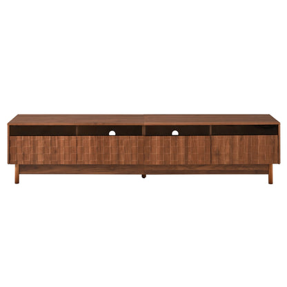 TV Stand With LED Lights And Glass Drawers For Living Room - Walnut