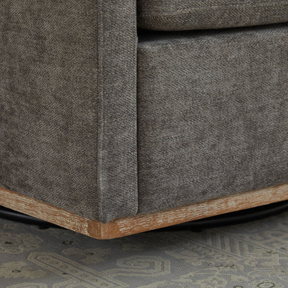 Modern Square Upholstered Swivel Accent Chair With Metal Base