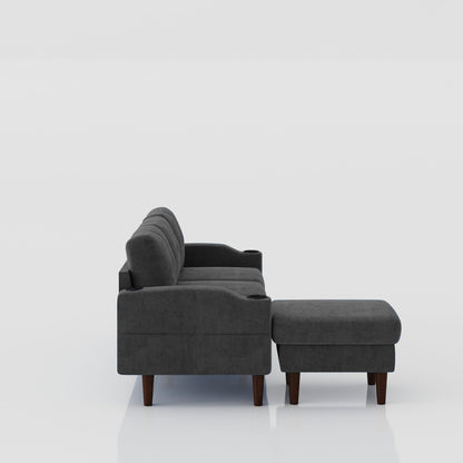3 Seater Convertible Combination L Shaped Sofa With Footstools With Storage