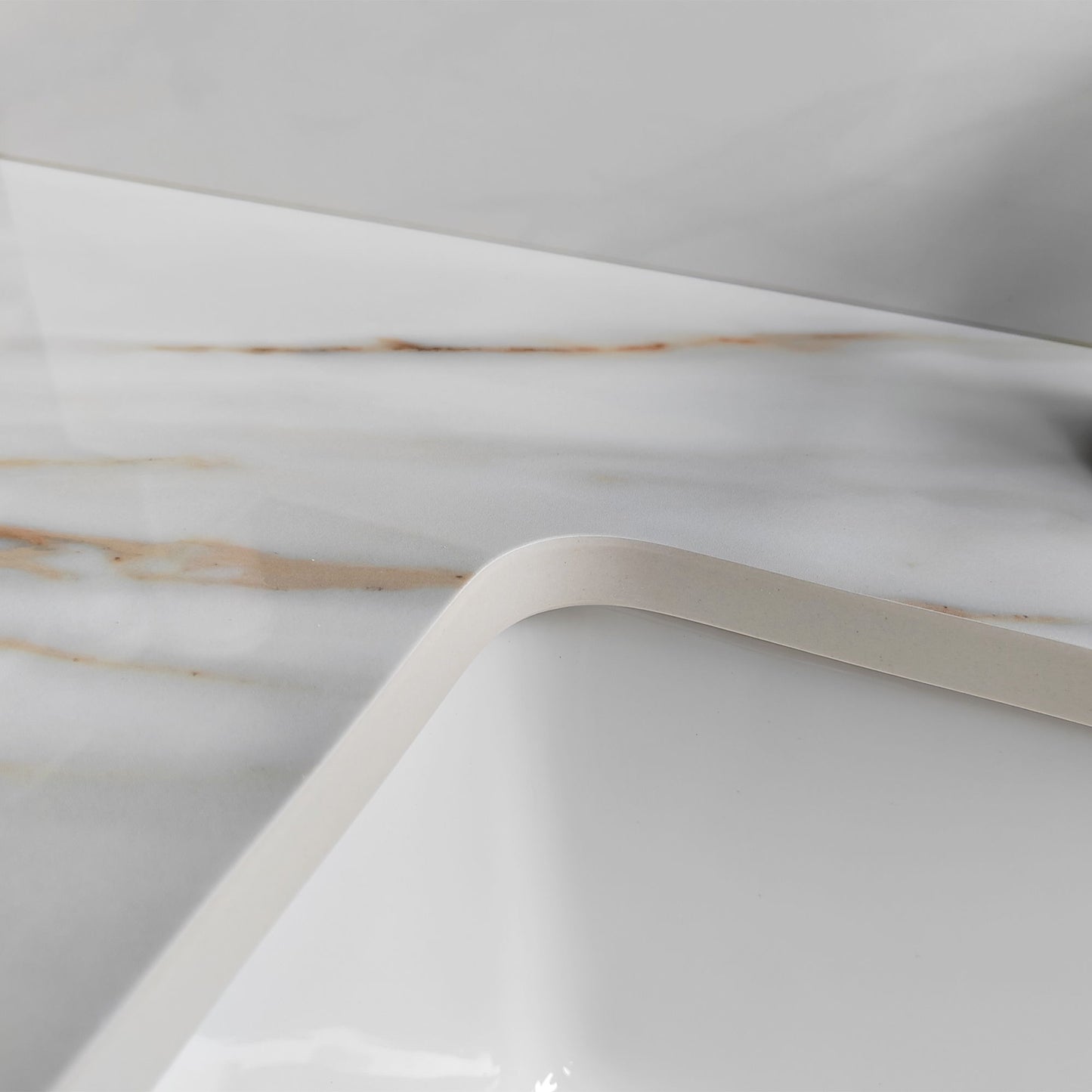 Elegant Vanity Top With Undermount Sink And Backsplash, Sintered Stone