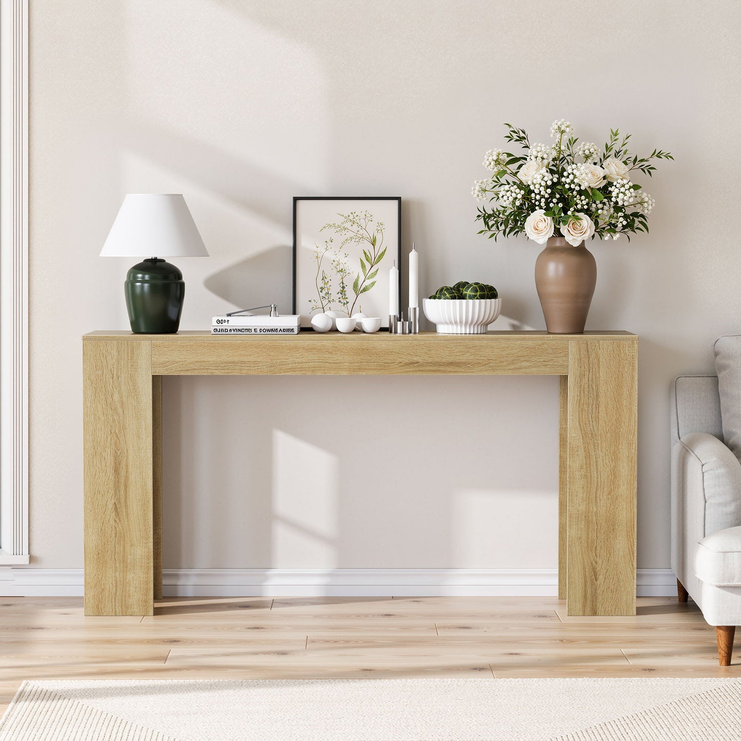Farmhouse Style Extra Long Walnut Console Table