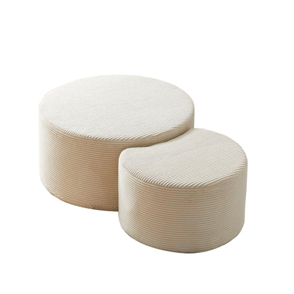 Modern Upholstered Round Coffee Table For Living Room (Set of 2)