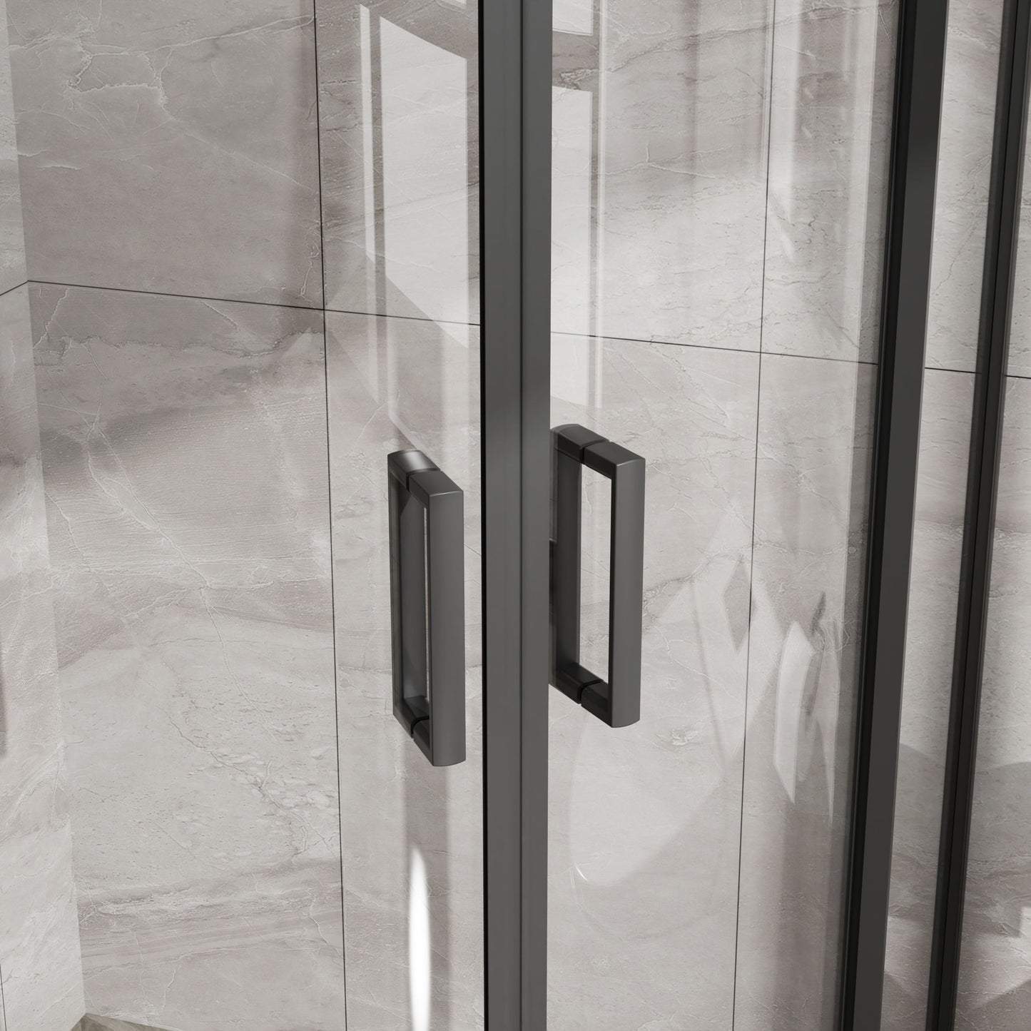 Corner Shower Door With Double Sliding - Matte Black