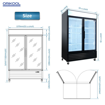 Glass Door Merchandiser Refrigerator Swing Door Commercial Display Refrigerators Merchandising Refrigeration With LED Top Panel