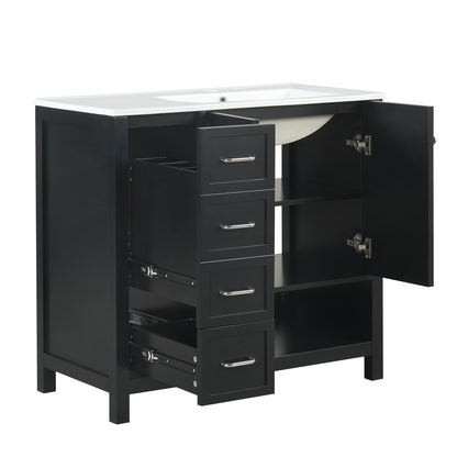 Bathroom Vanity With Sink Top, Bathroom Vanity Cabinet With 2 Doors And 2 Drawers, Open Shelf