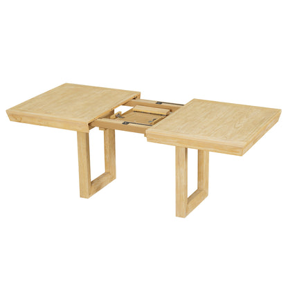 Topmax - 7 Piece Traditional Extendable Dining Table Set With Butterfly Leaf And 6 Upholstered Dining Table Set