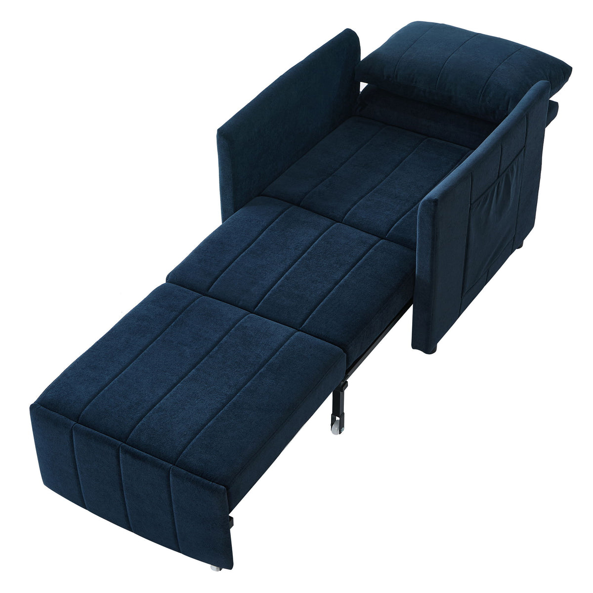 Upholstered Convertible Sleeper Sofa With 5 Position Backrest, Side Pockets, Storage