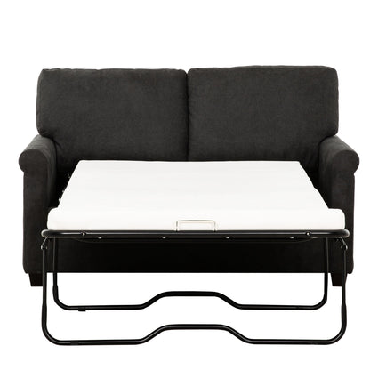 Convertible Twin Sleeper Sofa With USB Ports, 2 Seater Upholstered Loveseat - Dark Gray