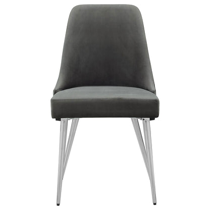 Padded Side Chair Of 2) With Upholstered Seat And Polished - Gray