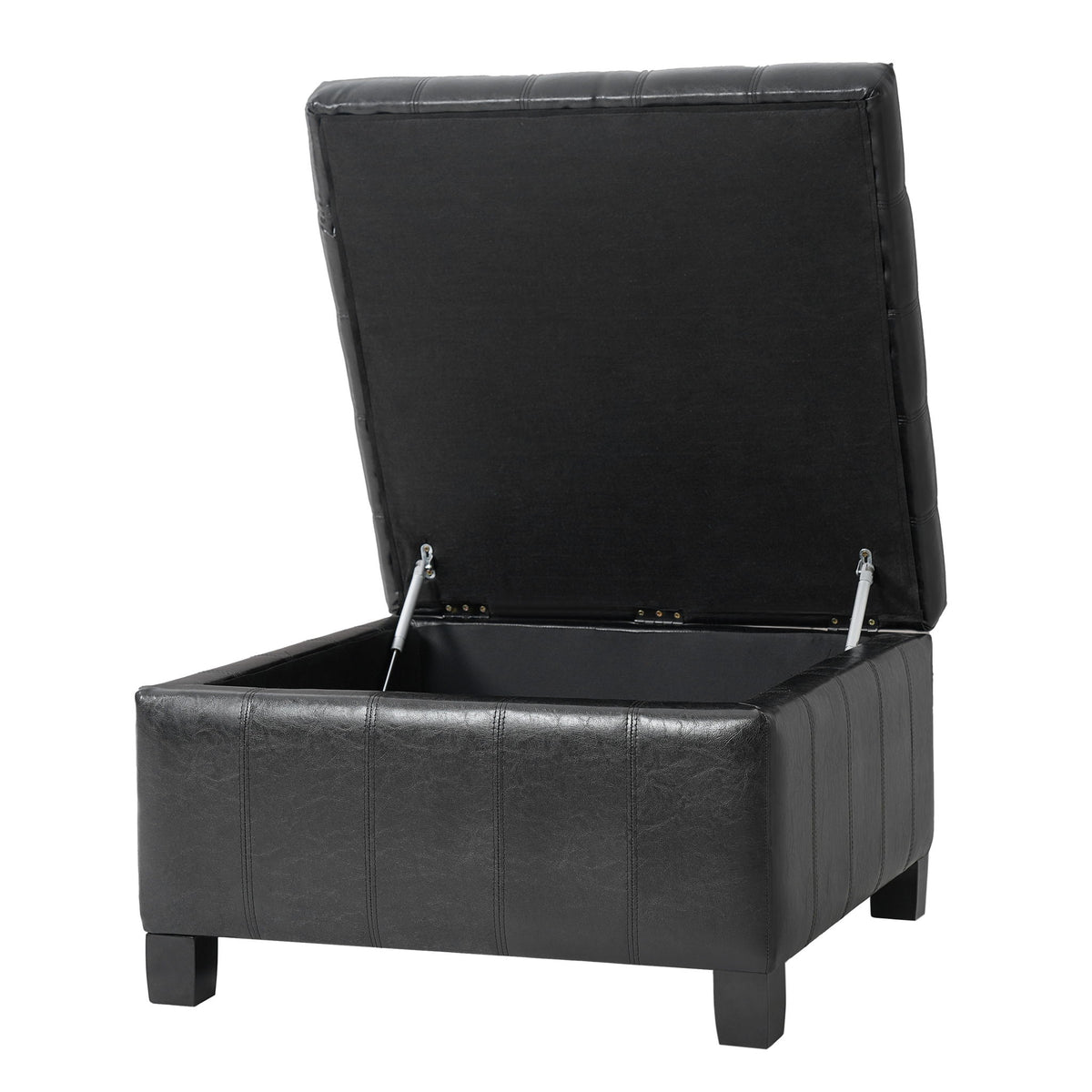 Square Tufted Indoor Ottoman With Lift-Top Storage