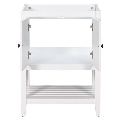 Bathroom Vanity Base Only, Soild Wood Frame, Bathroom Storage Cabinet With Doors And Open Shelf