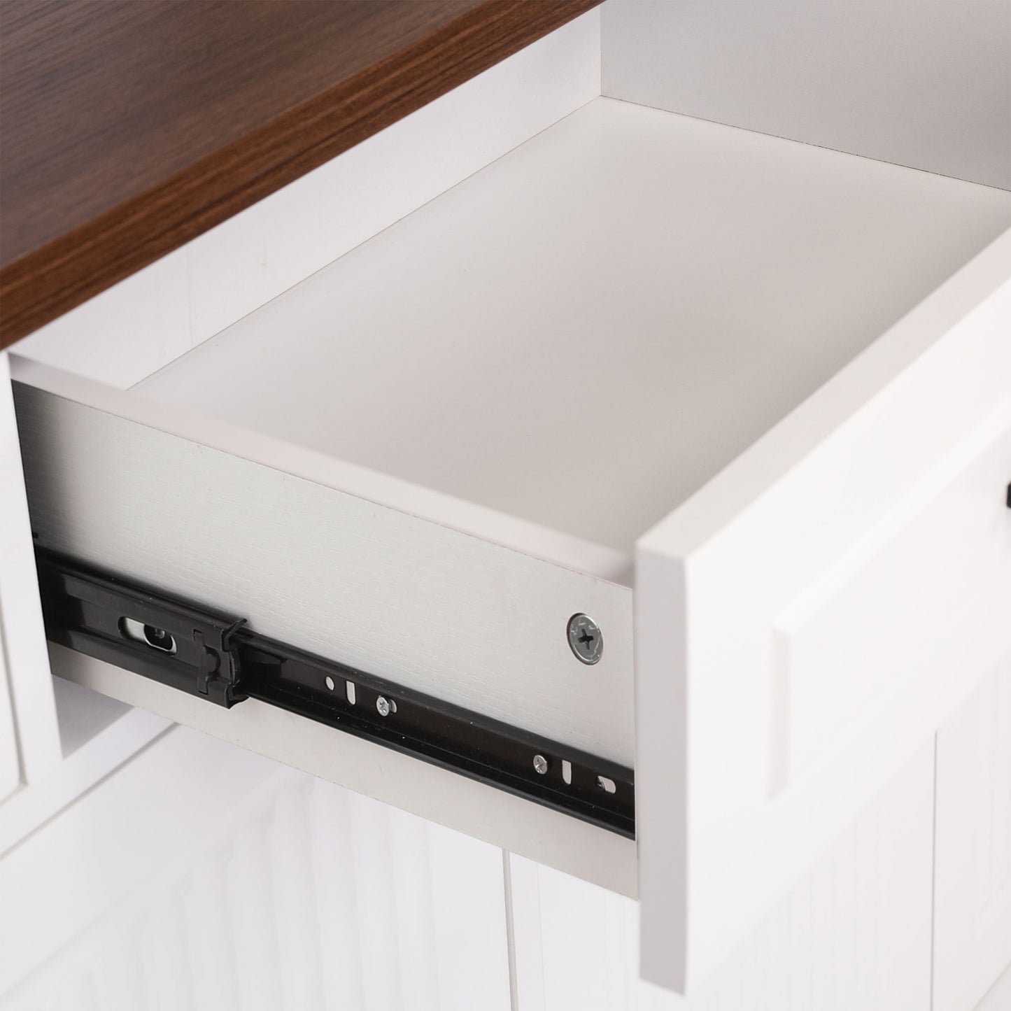 Fluted Sideboard Buffet Cabinet With 4 Doors And 3 Drawers