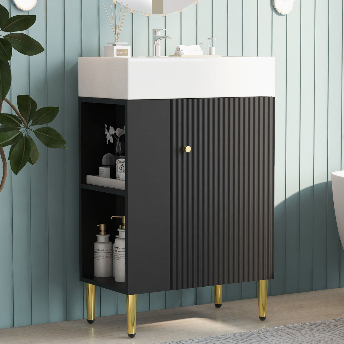 Bathroom Vanity, Combo Cabinet, Bathroom Storage Cabinet, Single Ceramic Sink
