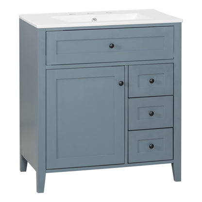 Bathroom Vanity With Sink, 3 Drawers And Adjustable Shelf