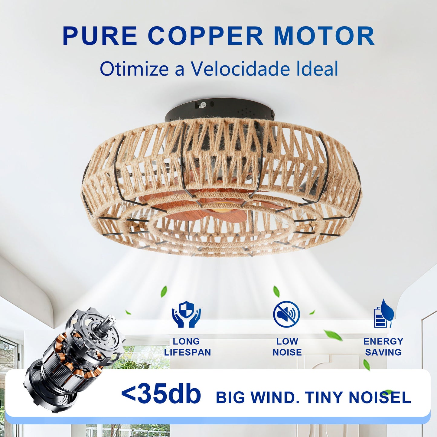 Flush Mount Ceiling Fan With Light Kit (Not Included Bulbs), Remote Control - Matte Black