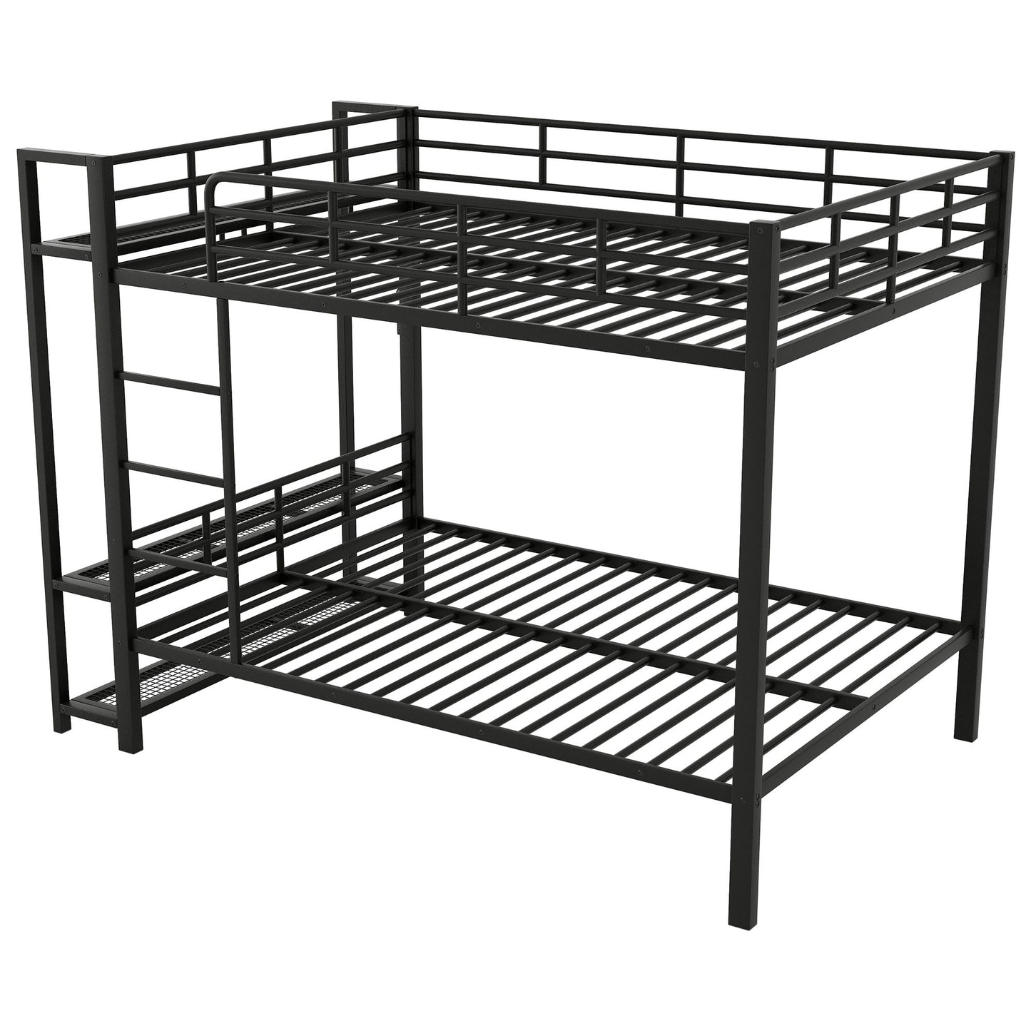 Bunk Bed With Storage Shelves, Clothes Hooks, LED Light