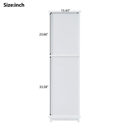 Tall Bathroom Storage Cabinet With Glass Doors, Free-Standing, Two Drawers, And Adjustable Shelves, Board, Painted Perfect For Displaying Your Favorite Items