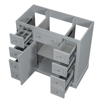 Modern Bathroom Vanity Base Only With 1 Cabinet And 6 Drawers