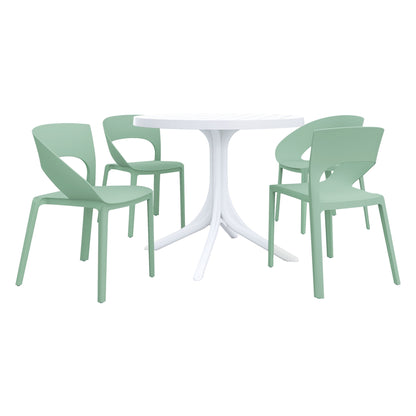 4 Piece Set Of Modern Designed Single Chairs With Round Table