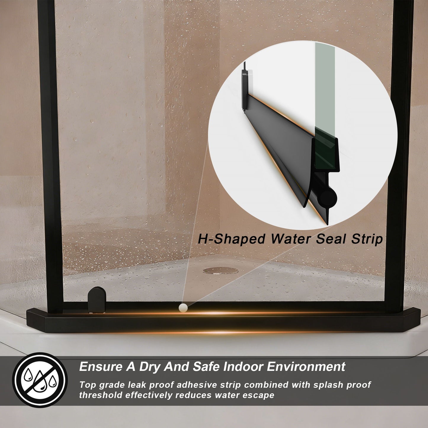 Frameless Neo Angle Shower Door WithTempered Glass