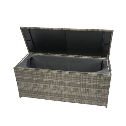 Outdoor Storage Box, Wicker Patio Deck Boxes With Lid, Outdoor Cushion Storage For Kids Toys, Pillows, Towel, Wicker