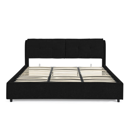 Storage Upholstered Hydraulic Platform Bed With Integrated Headboard