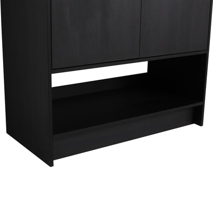 Modern Bathroom Vanity With Ceramic Sink, Freestanding Cabinet, Soft Closing Doors