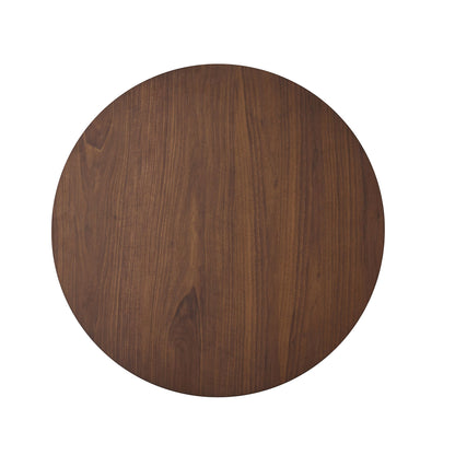 Round Counter Height Dining Table With Thick Rubberwood Legs And Support Beams - Walnut