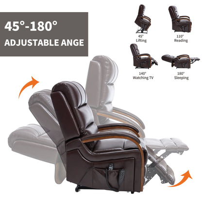Power Lift Recliner Chair Dual Motor Infinite Position With Heat Massage And Heavy Duty Motion Mechanism - Brown