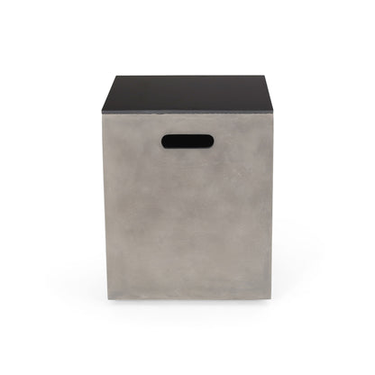Modern Design Mgo Tank Holder Side Table With Ceramic Top - Black / Gray