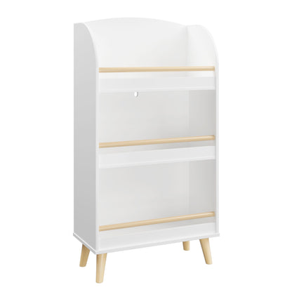 Bookshelf 3 Tier Book Organizer With Toy Storage - White