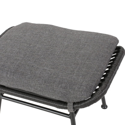 Outdoor Modern Boho Wicker Ottoman With Cushions (Set of 2)