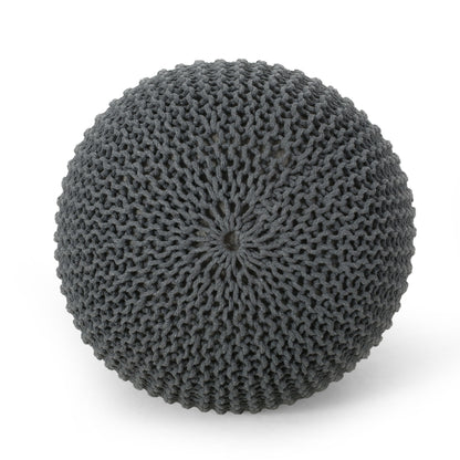 Bordeaux - Knitted Round Pouf, Versatile Ottoman And Floor Cushion