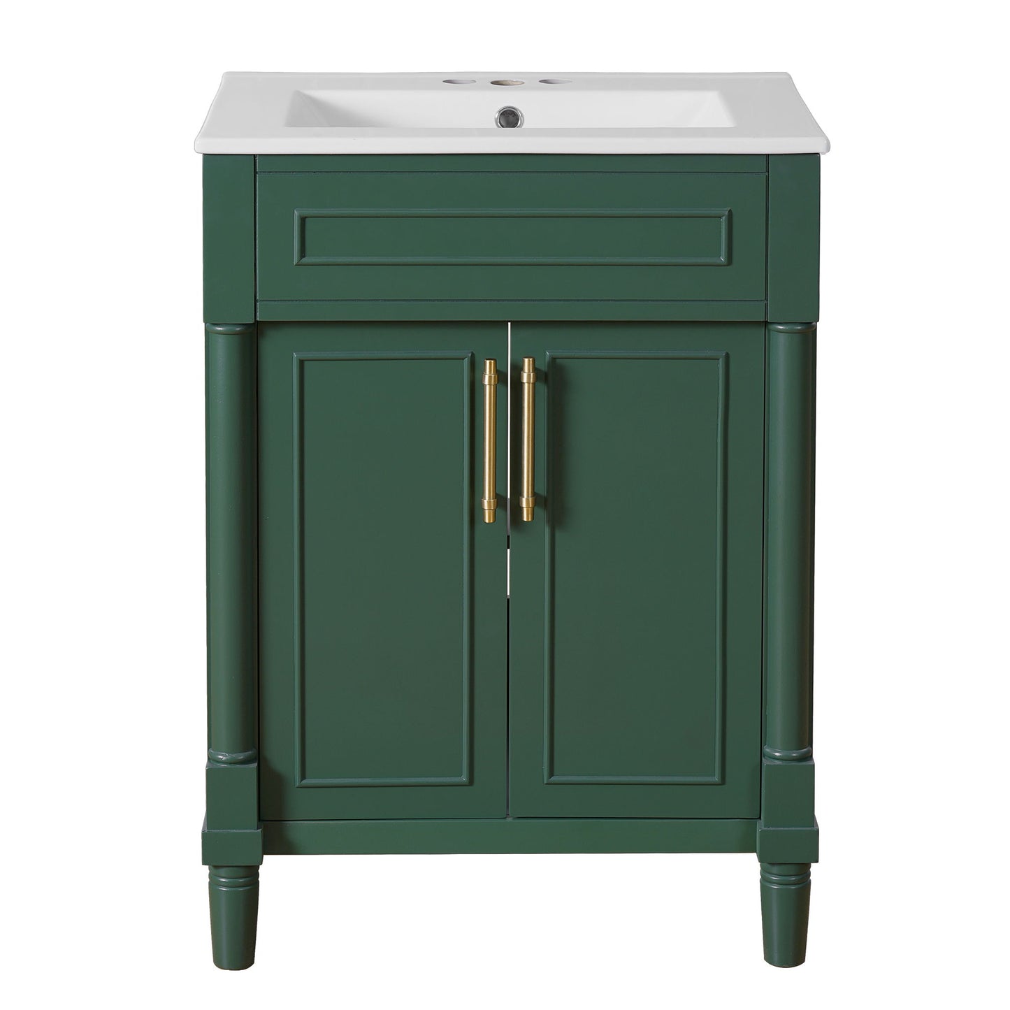 Bathroom Vanity With Integrated Sink, 2 Door Cabinet, Single Sink For Small To Medium Bathrooms