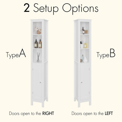 Slim Tall Bathroom Storage Cabinet With Adjustable Shelves, Anti Tip Freestanding Cabinet - White