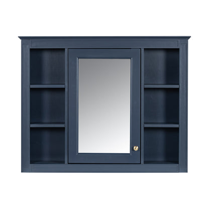 Bathroom Vanity With Mirror Cabinet, Single Sink With 2 Soft Closing Doors And 4 Drawers