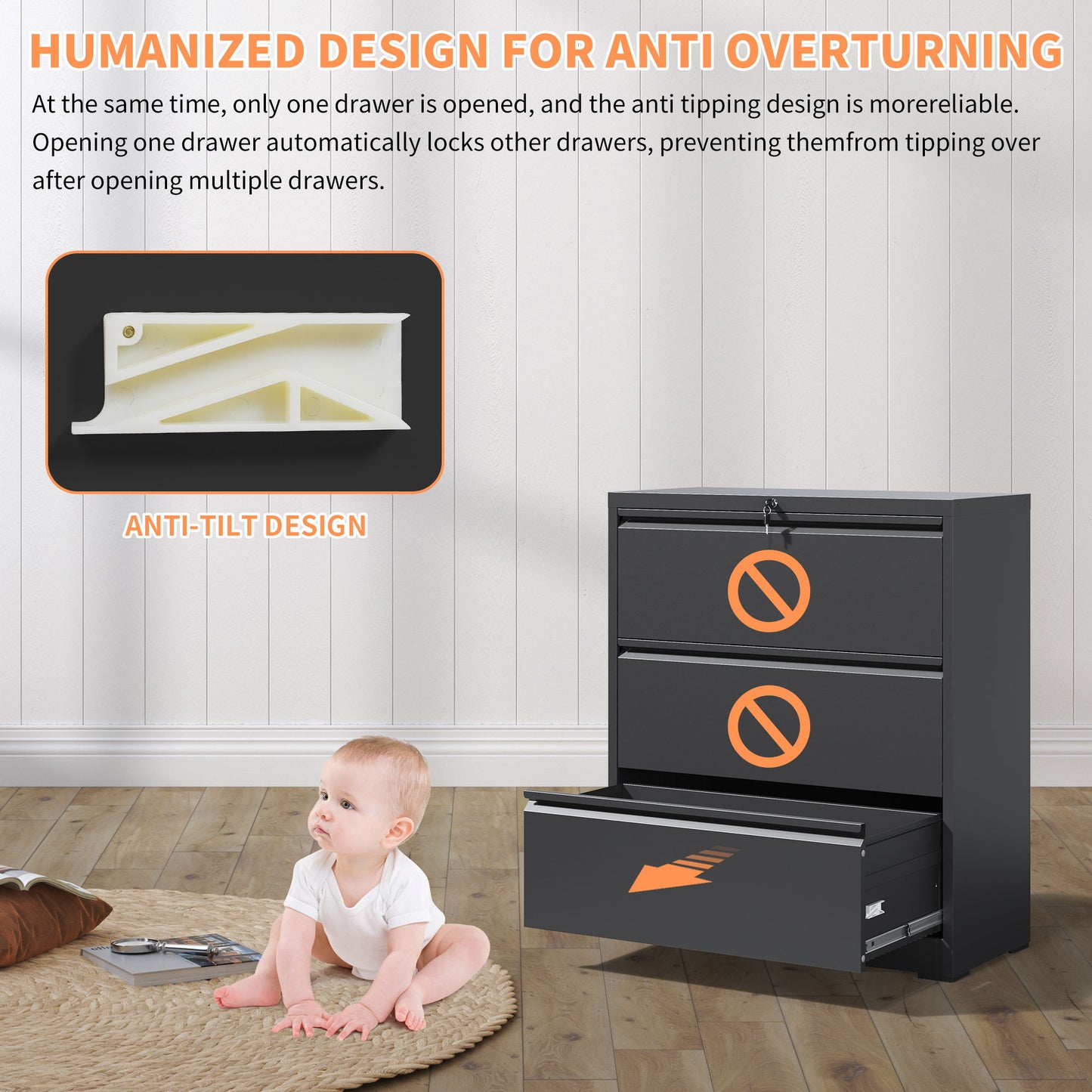 Premium Drawer Metal Lateral File Cabinet With Lock