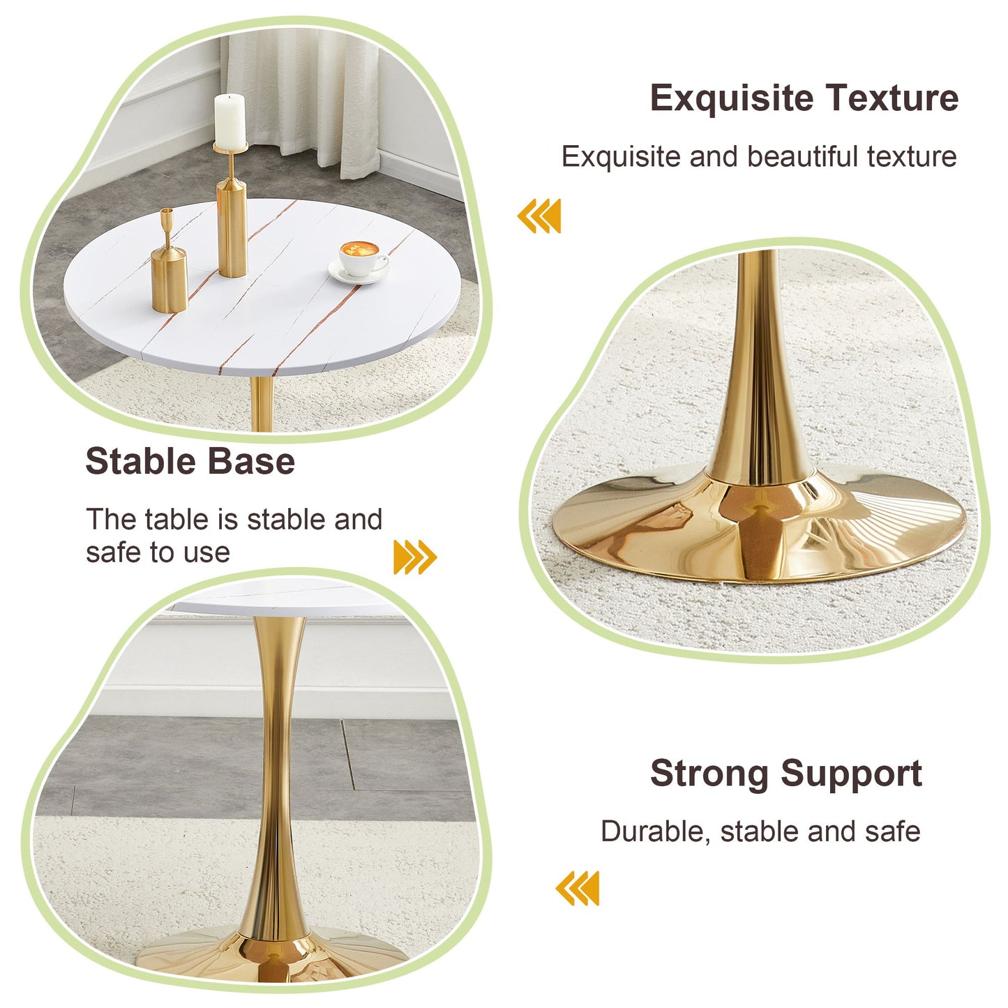 Round Dining Table & Thickened Top For Kitchen