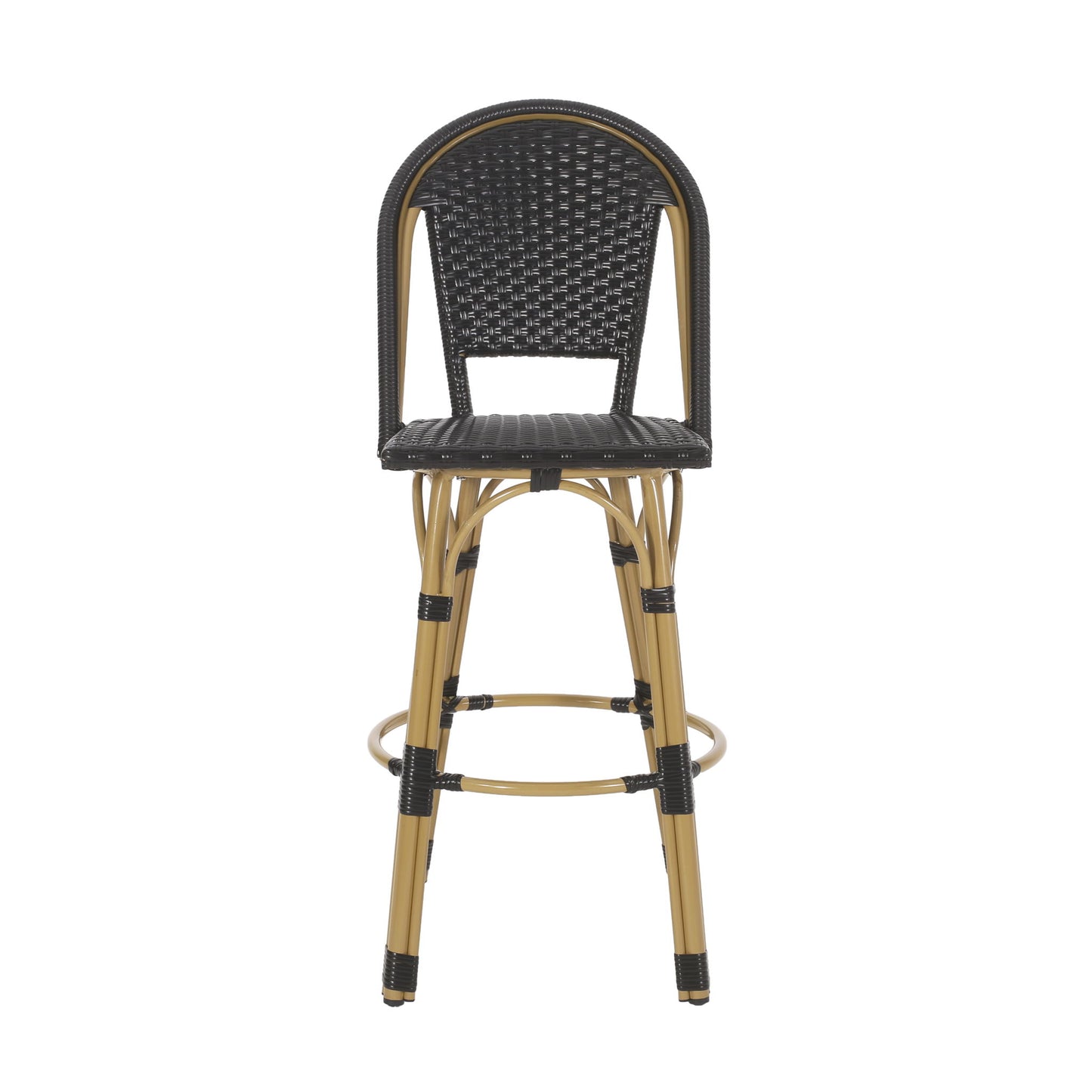 Outdoor Rattan And Aluminum French Barstools (Set of 2)
