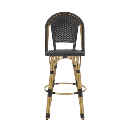 Outdoor Rattan And Aluminum French Barstools (Set of 2)