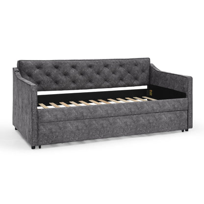 Daybed With Pop Up Trundle And USB Charging Armrest