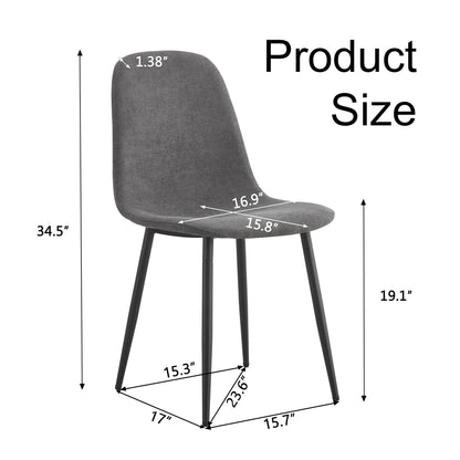 Modern Medieval Style Cushioned Side Chairs Set With Metal Legs For Kitchens